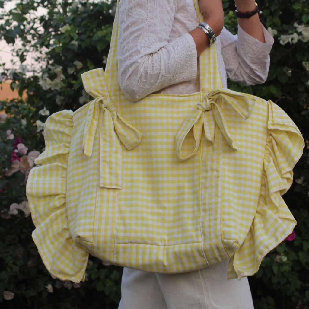 Yellow gingham Everything Bag