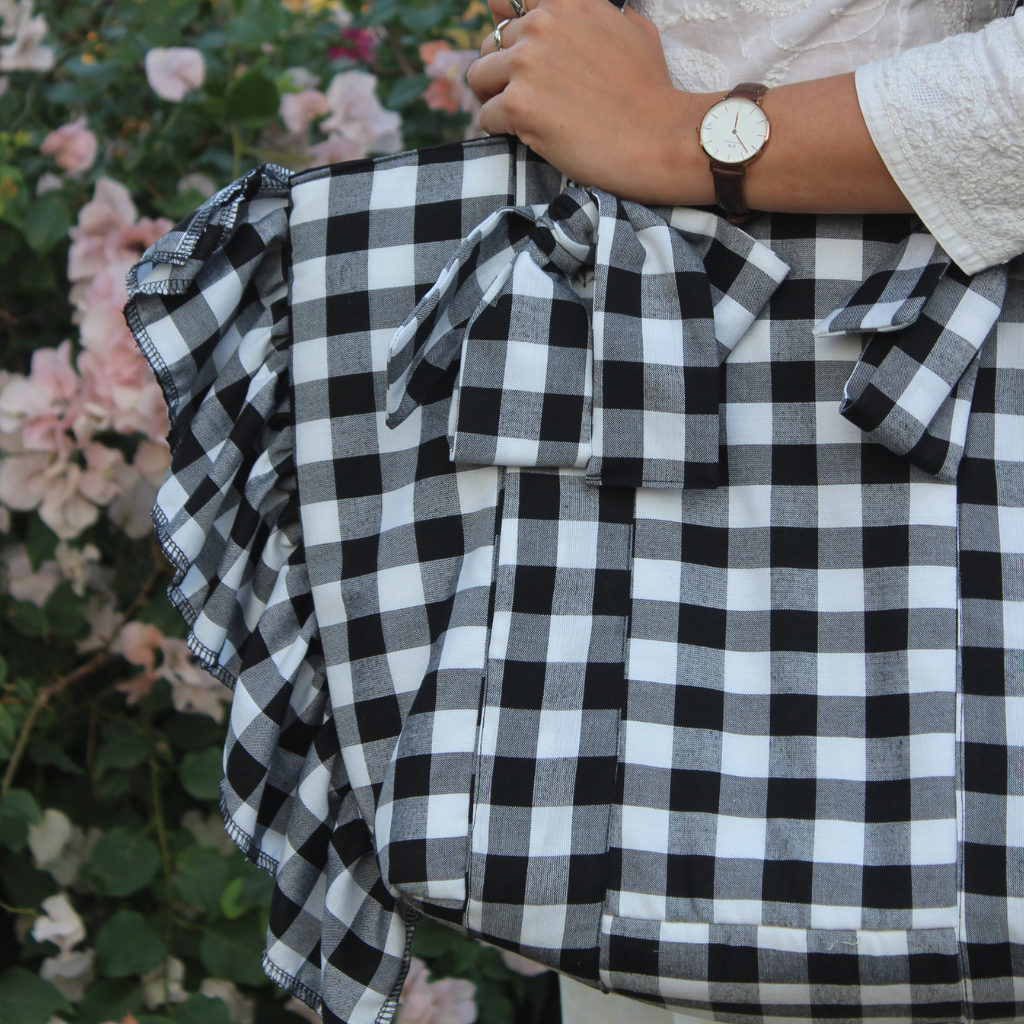 Black gingham Everything Bag