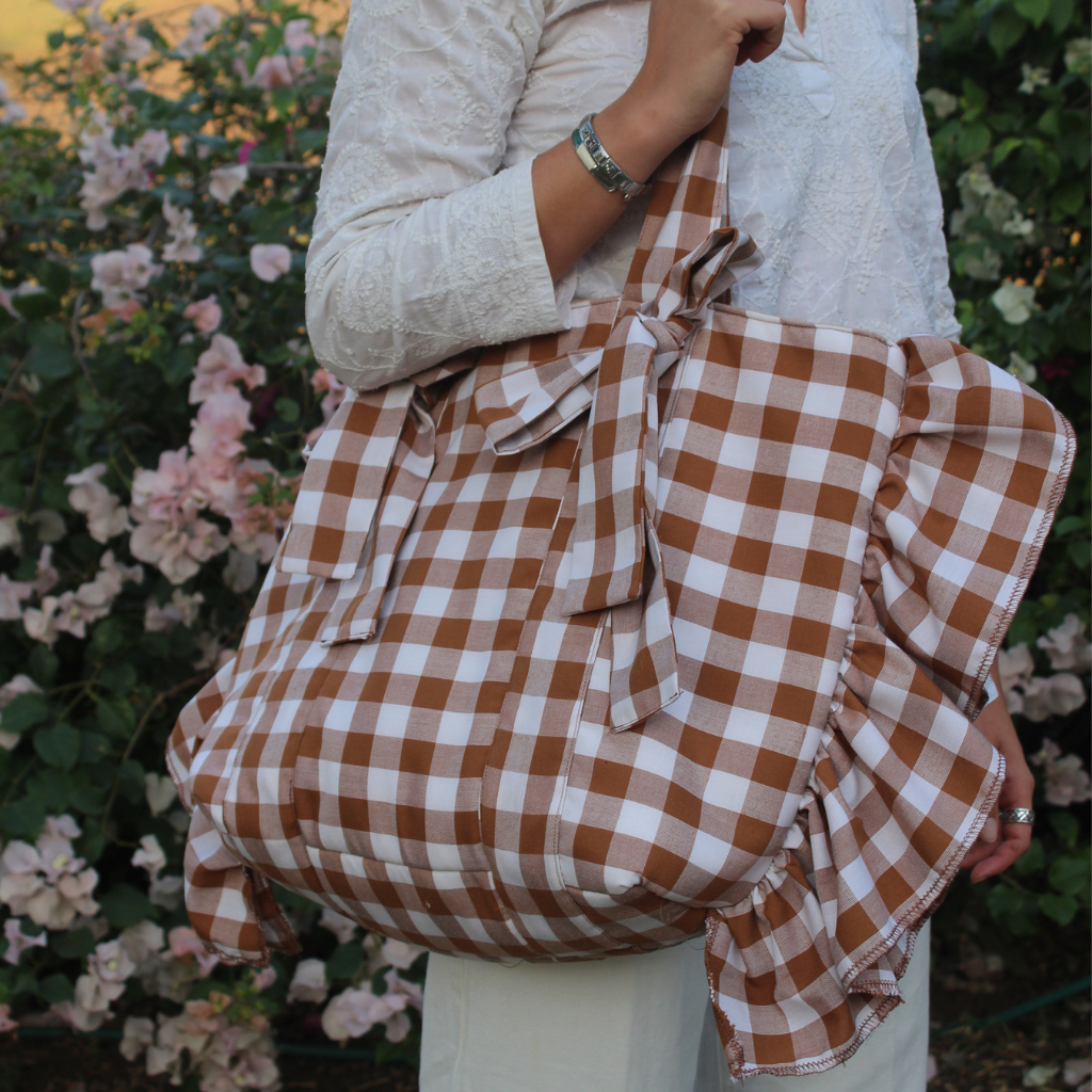 Brown gingham Everything Bag