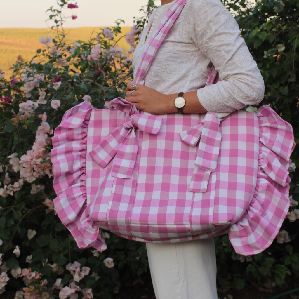 Pink gingham Everything Bag
