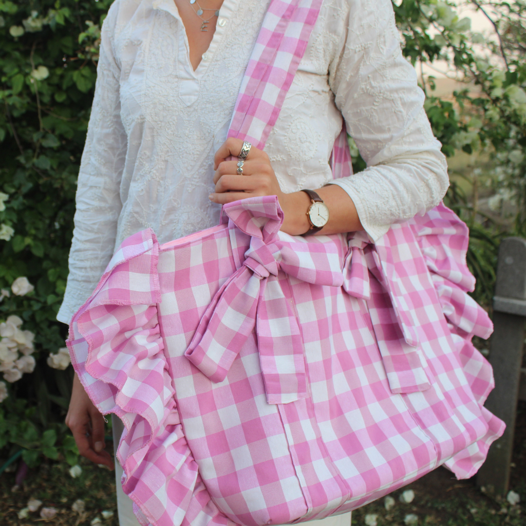 Pink gingham Everything Bag