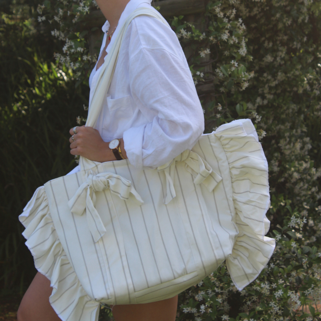 Cream Gingham Everything Bag