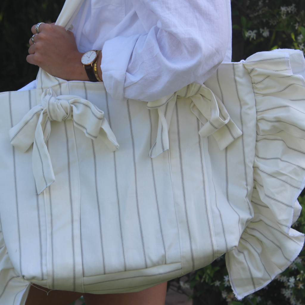 Cream Gingham Everything Bag