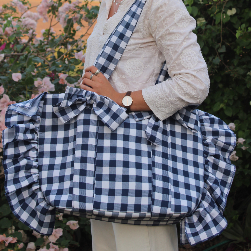 Navy gingham Everything Bag