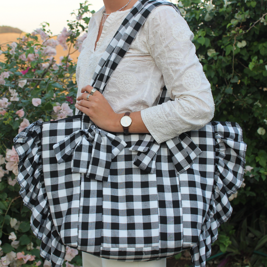 Black gingham Everything Bag