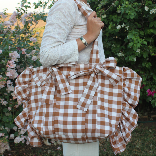 Brown gingham Everything Bag