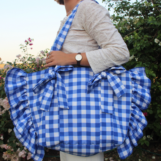 Blue gingham Everything Bag