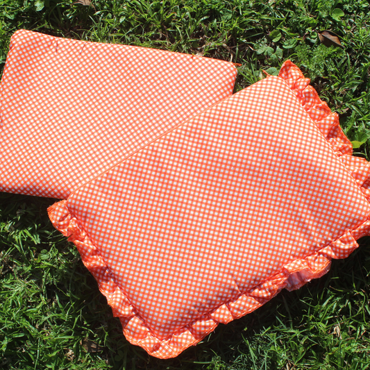 Orange Gingham Laptop Bag