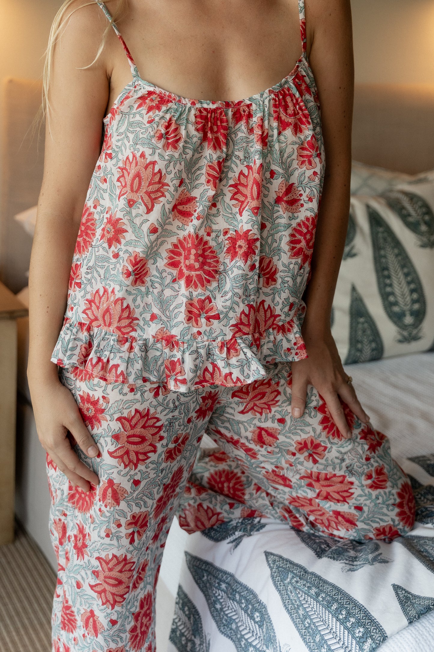 Blue and Red floral set in style Pansy