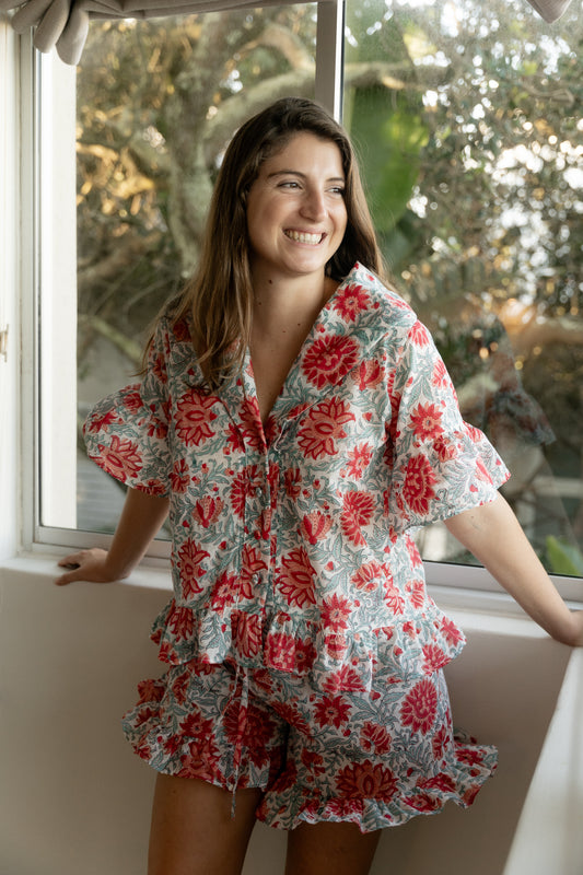 Blue and Red Floral set in style Poppy