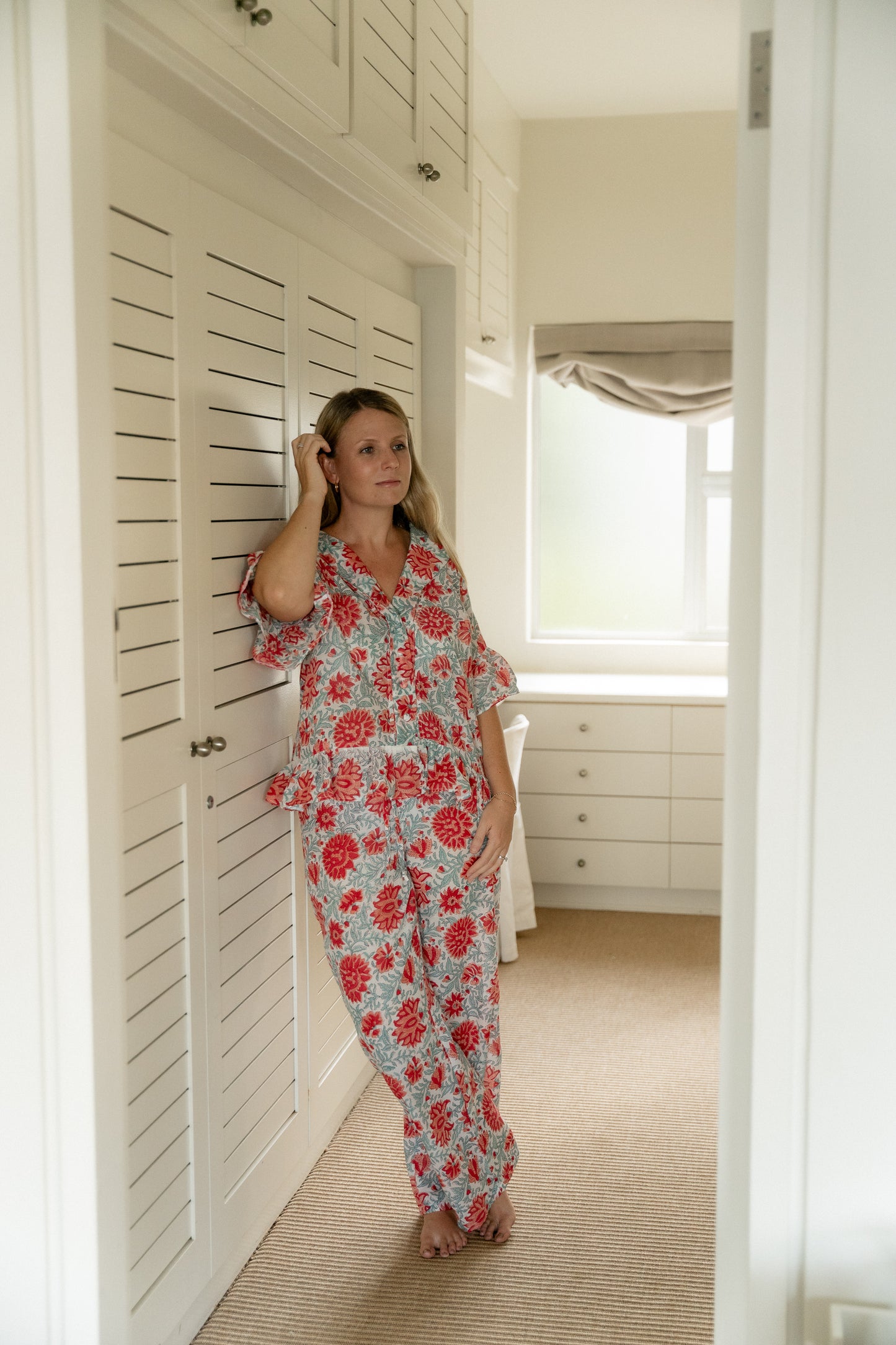 Blue and Red floral set in style Peony