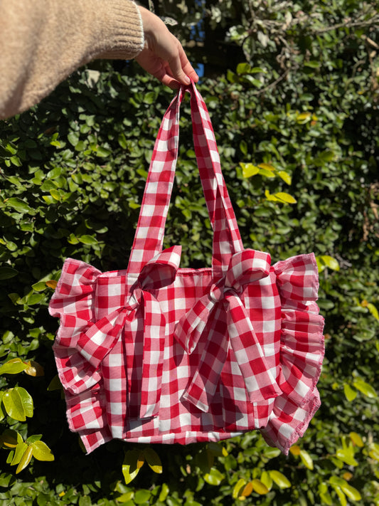 Mini Everything Bag in Red and White Gingham