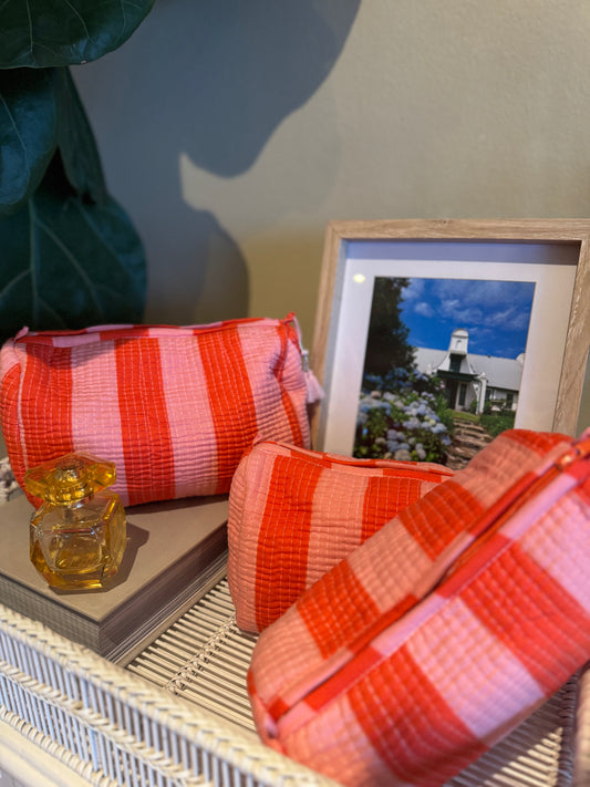 Pink and Red Cosmetic Bag